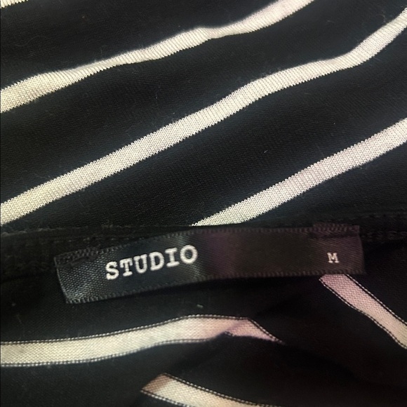 Studio Black and White Striped Long Sleeve Top - Picture 2 of 2